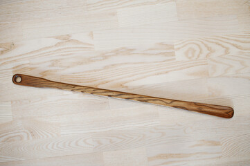 Hand carved oak wooden shoe horn. Shoes accessories. Home styling spoon.