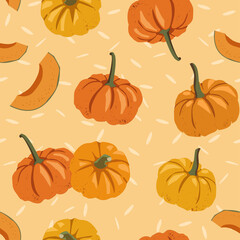 Abstract seamless patterns with pumpkins