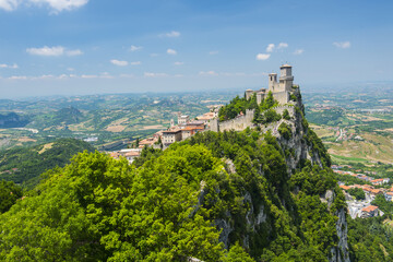 Fototapeta na wymiar Guaita Tower above the Republic of San Marino