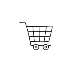 ecommerce shopping Cart icon in flat black line style, isolated on white background 