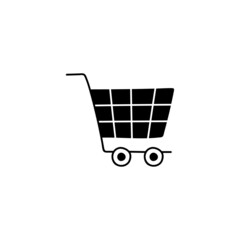 ecommerce shopping Cart icon in solid black flat shape glyph icon, isolated on white background 