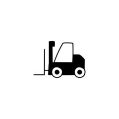 Forklift icon in solid black flat shape glyph icon, isolated on white background 