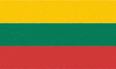 Lithuania flag painted with paint on a concrete wall