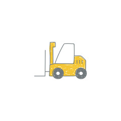 Forklift icon in color icon, isolated on white background 