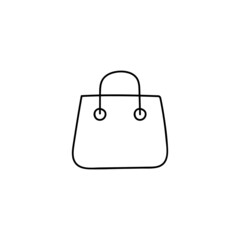Purse shopping icon, Shopping bag icon in flat black line style, isolated on white background 