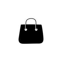 Purse shopping icon, Shopping bag icon in solid black flat shape glyph icon, isolated on white background 