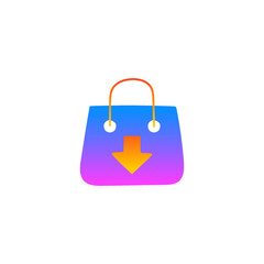 Shopping Bag Shop Down Move Arrow icon in gradient color style, isolated on white background 