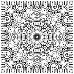 Mehndi flower for henna, mehndi, tattoo, decoration. decorative ornament in ethnic oriental style. doodle ornament. coloring book page.