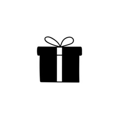present box, Gift package icon in solid black flat shape glyph icon, isolated on white background 