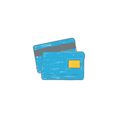 Credit Card icon in color icon, isolated on white background 