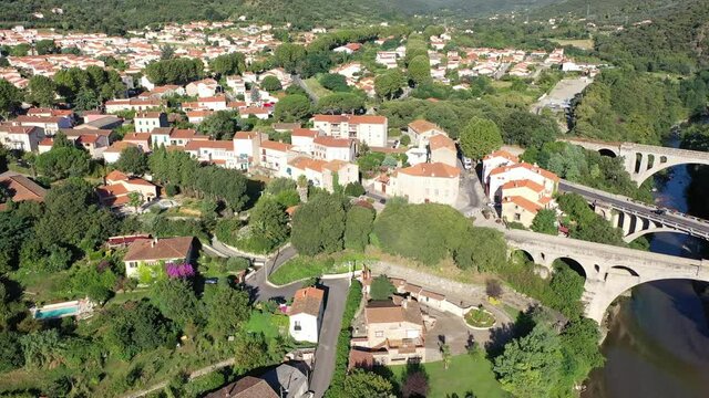 Panoramic view from above on the city Ceret. France
