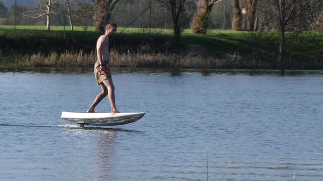 Learning to glide on a foilboard at Europe 