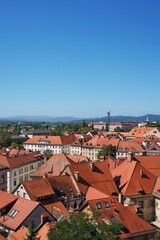 Fototapeta na wymiar View of Lubiana from castle's panoramic tower