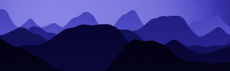 cute blue mountains ridges at dusk time computer art background or texture illustration