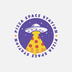 pizza space station logo design