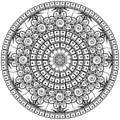 Mehndi flower for henna, mehndi, tattoo, decoration. decorative ornament in ethnic oriental style. doodle ornament. coloring book page.
