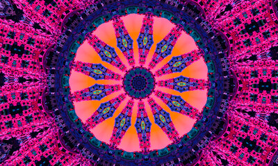 Retro pink, blue and orange, pattern of geometric shapes for scrapbooking. Colorful mosaic banner. Geometric hipster retro background with place for your text. Retro triangle background