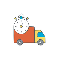 Delivery Schedule Vector Icon in color icon, isolated on white background 