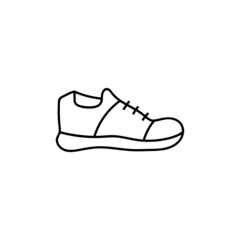 Shoes, footwear icon in flat black line style, isolated on white background 