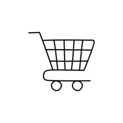 ecommerce shopping Cart icon in flat black line style, isolated on white background 