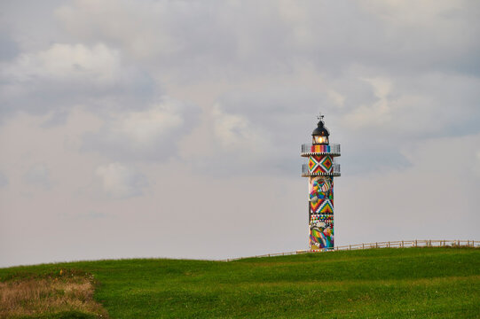 Cabo de Ajo Lighthouse painted by the painter Okuda San Miguel.