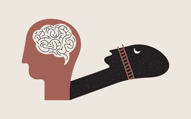 Human brain during sleep, mental health. Deep meditation concept. Vector illustration - 455253177