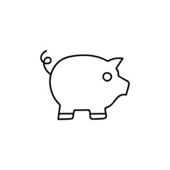 piggy bank icon  in flat black line style, isolated on white background 