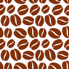 Coffee beans brown seamless pattern.