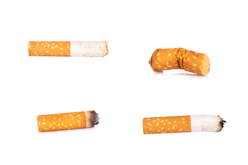 cigarette butts isolated on white background