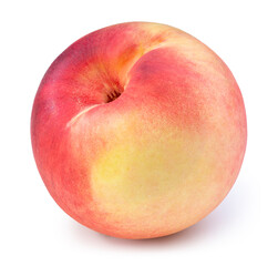 US Peach fruit isolated on white background, Fresh Peach on White Background With clipping path.