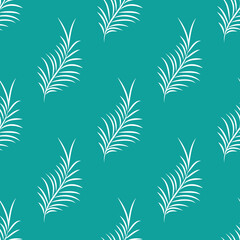 Fototapeta na wymiar White tropical leaves on a green background. Exotic tropical botanic seamless pattern. Illustration