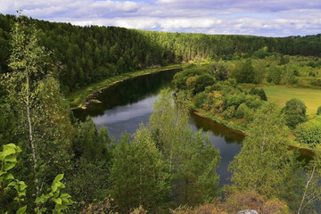 Fototapeta na wymiar Panorama of the Sylva river valley from the Lobach stone