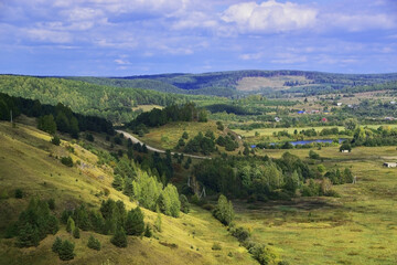 Fototapeta na wymiar Mount Lobach in the valley of the Sylva River near the village of Posad in the Kishert District of the Perm Territory