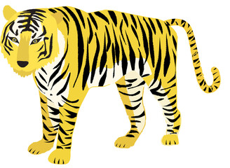 イラスト素材：寅年　リアルなトラ全身　手描き筆タッチ
