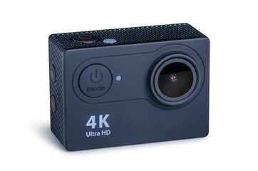 Action camera video on white background isolation