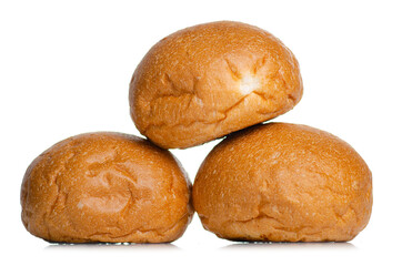 Fresh round buns on white background isolation