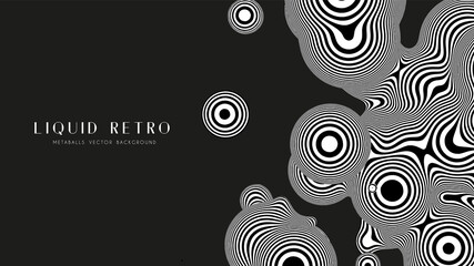 Liquid retro 3D zebra metaball, with organic structure. Abstract vector black and white background. Fluid futurisctic shapes.