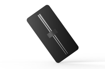 Stainless steel lightweight chopstick, mock up template on isolated white background, 3d illustration