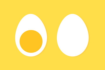 Egg in shell and boild egg icons.