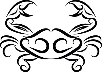 Cancer zodiac tribal Tattoo concept. Crab simple vector sign graphic illustration.