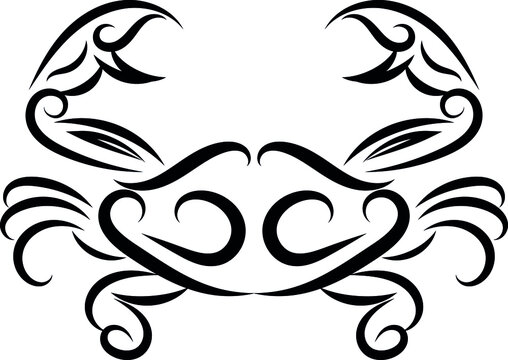 Cancer zodiac tribal Tattoo concept. Crab simple vector sign graphic illustration.