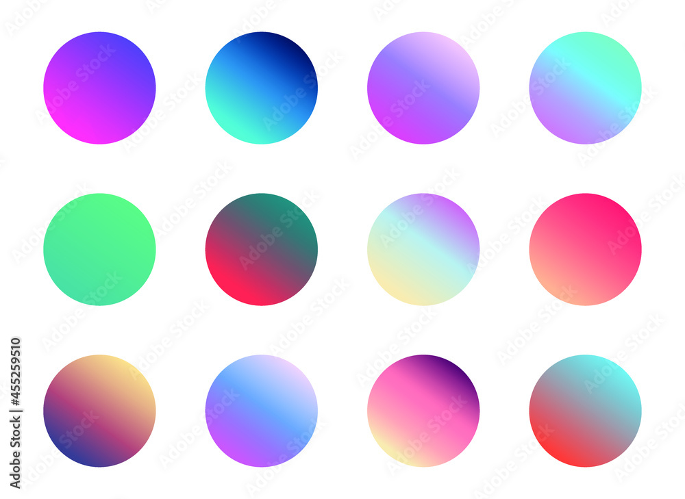 Poster set of round vector gradient. multicolor sphere. modern abstract background texture. template for de