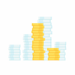 Fototapeta premium Vector illustration of coins isolated on white background.