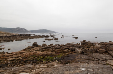 Fototapeta na wymiar Coastal landscape of the Muxia shore also called Costa da Morte.