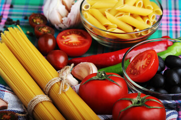 Ingredients for traditional Italian pasta