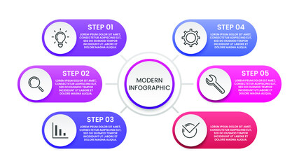 Abstract Infographic Business Data Visualization Chart Elements With Steps Options Web Design Vector Style
