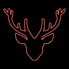 Neon head deer red color vector illustration flat style image