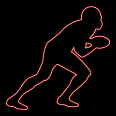Neon american football player red color vector illustration flat style image