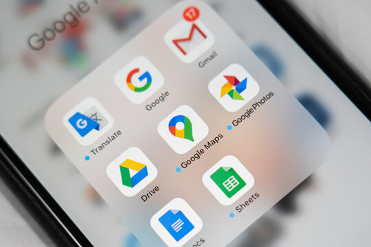 Image of new google map icon on smartphone with any google application