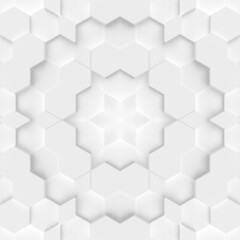 Naklejka na ściany i meble Stylish white background with geometric elements hexagon triangle abstract shapes. Pattern for website design, layout, ready made mockup